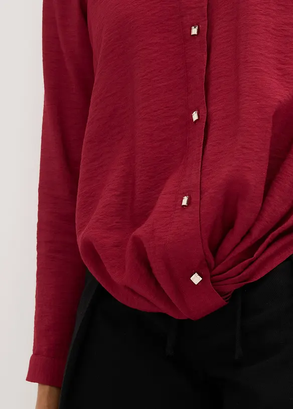Blus med omlottdetalj av material med struktur, bonprix