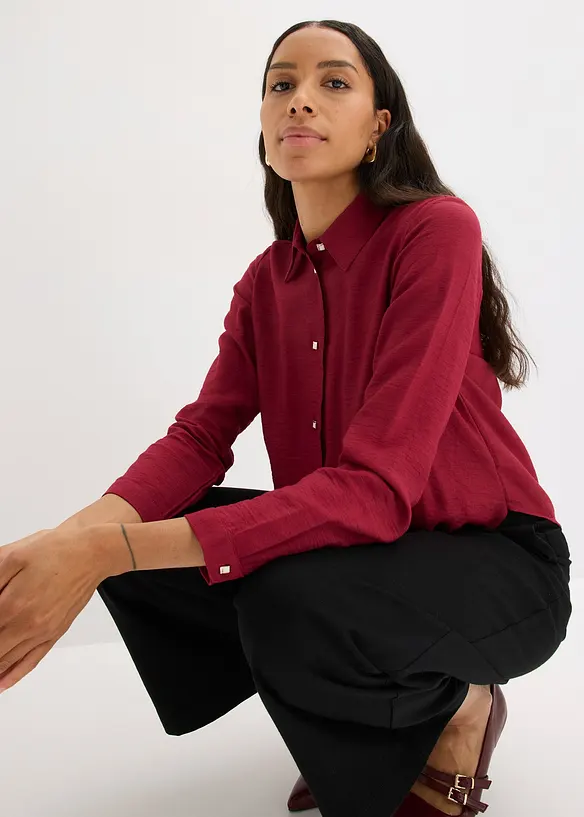 Blus med omlottdetalj av material med struktur, bonprix