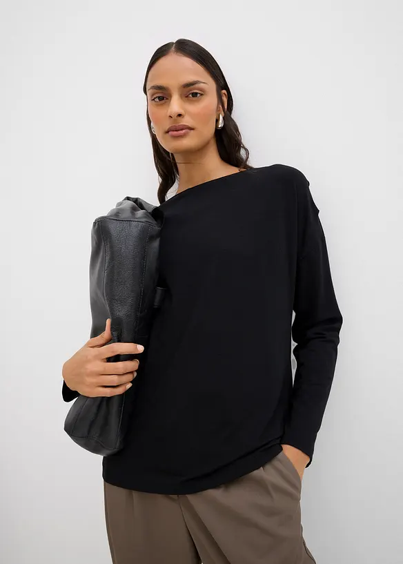 Långärmad topp av viskosmix, bonprix