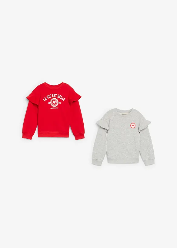 Sweatshirt i mjuk ekologisk bomull (2-pack), bonprix