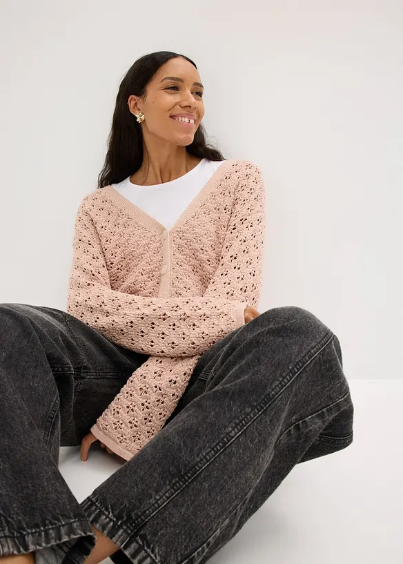 Hålmönstrad cardigan, bonprix