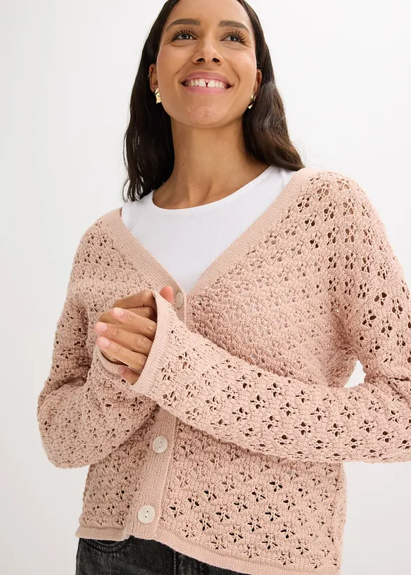 Hålmönstrad cardigan, bonprix