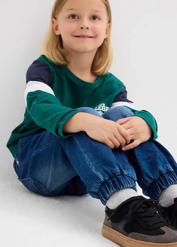 Dra på-jeans i trikå, regular fit, Straight, bonprix
