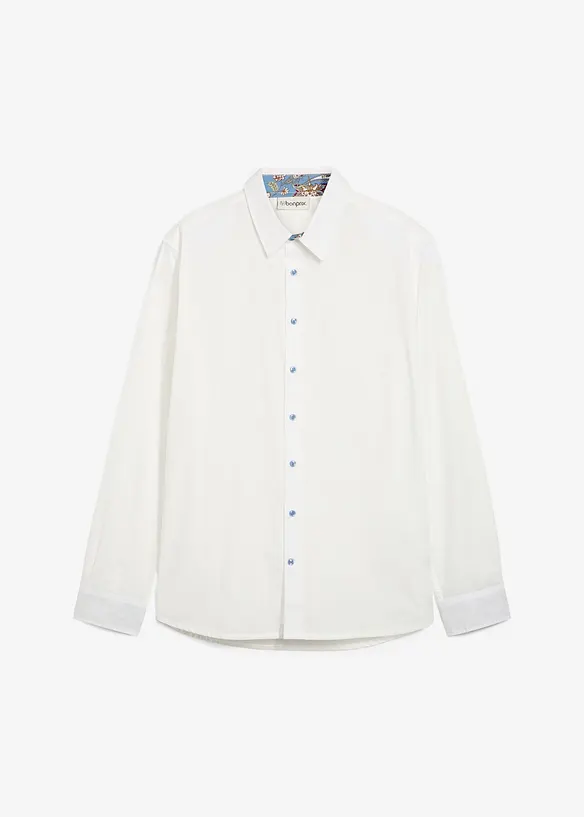 Skjorta i business-stil med kontrasterande detaljer, av ren bomull, Regular Fit, bonprix