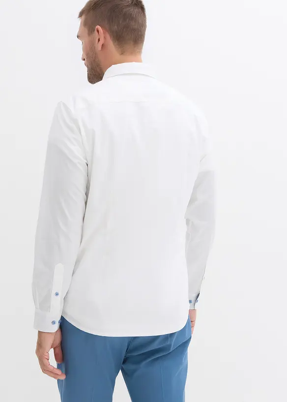 Skjorta i business-stil med kontrasterande detaljer, av ren bomull, Regular Fit, bonprix