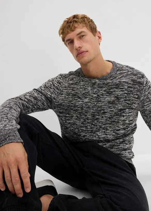 Grovstickad tröja i bomullsblandning, bonprix