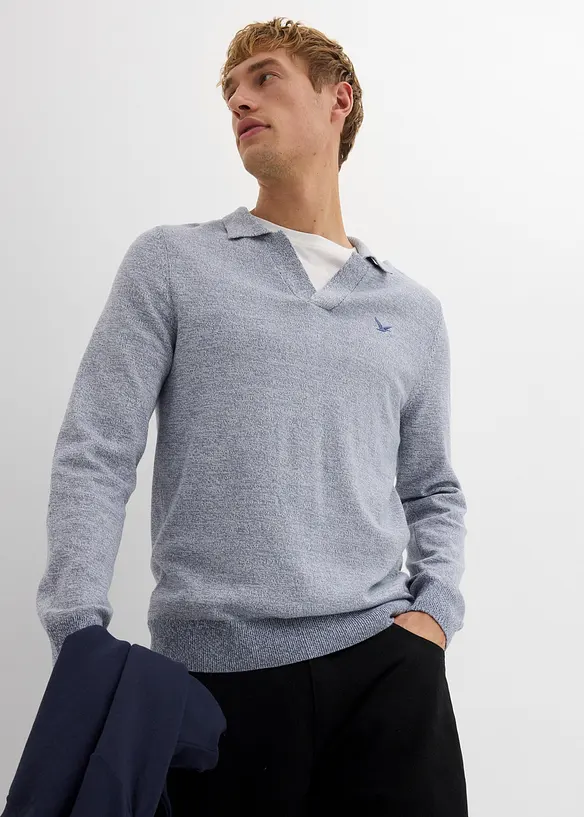 Finstickad tröja i bomullsblandning, bonprix