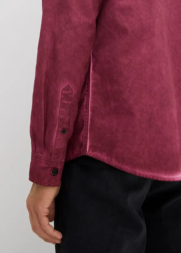 Långärmad bomullsskjorta med tvättad look, bonprix