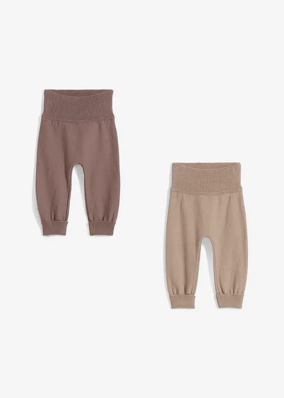 Stickad byxa som kan förlängas, av bomullsmix (2-pack), bonprix