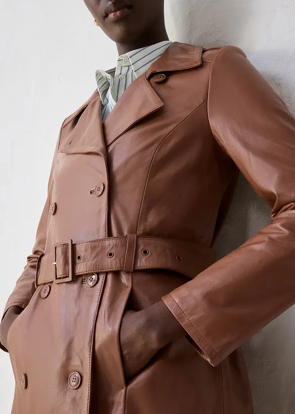 Trenchcoat av lammnappa, bonprix