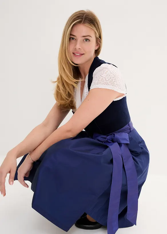 Dirndl med sammetlivstycke och satinförkläde (2 delar), bonprix