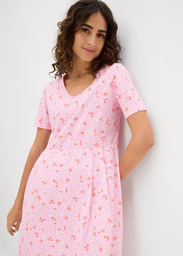 Mellanl&aring;ng jerseykl&auml;nning i bomull, bonprix