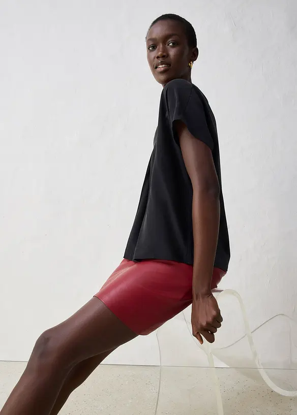 Topp med sidenandel och vävd infällning, bonprix