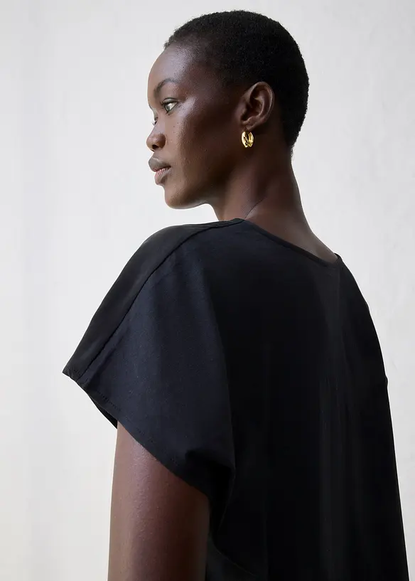 Topp med sidenandel och vävd infällning, bonprix