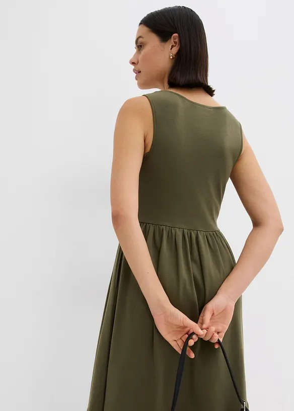 Jerseyklänning med fickor i ren bomull, bonprix