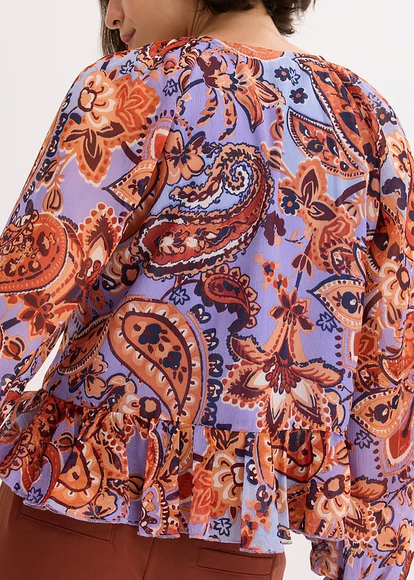 Chiffongblus med volanger, bonprix