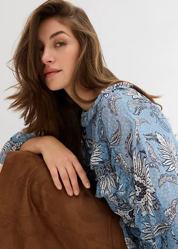 Chiffongblus med rysch, bonprix