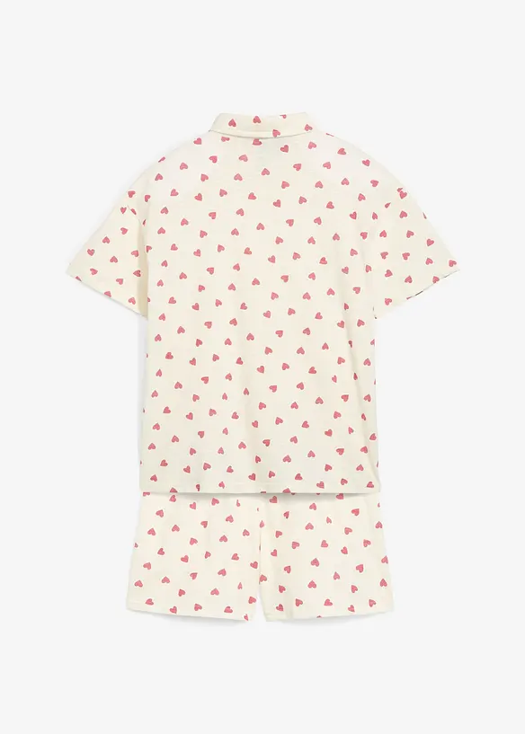 Kort pyjamas av ekologisk bomull, med knappslå (2 delar), bonprix