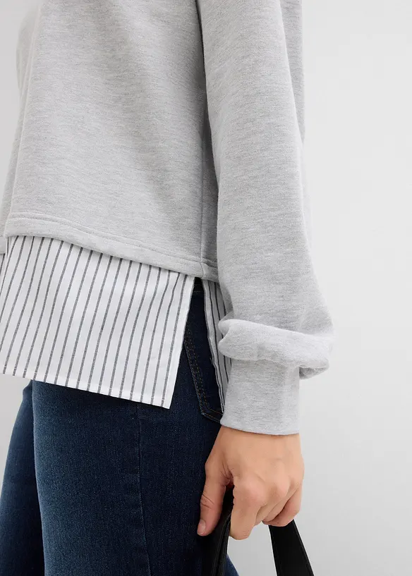Sweatshirt med blusinfällning, bonprix