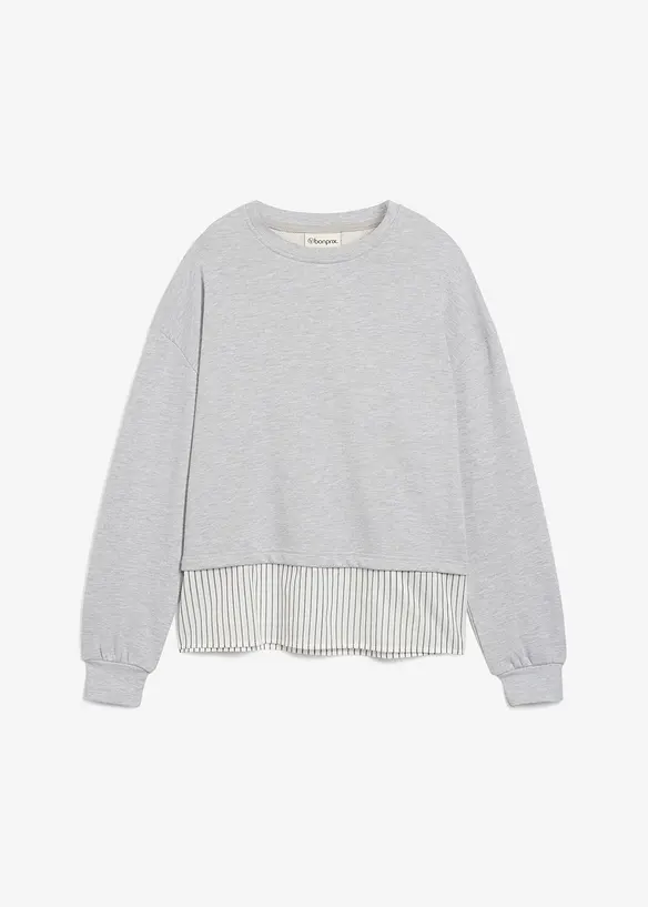 Sweatshirt med blusinfällning, bonprix