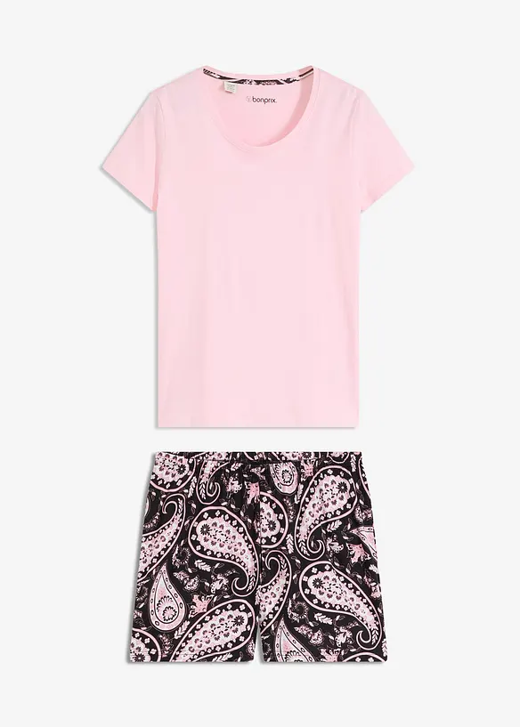Pyjamas med shorts i ekologisk bomull, bonprix