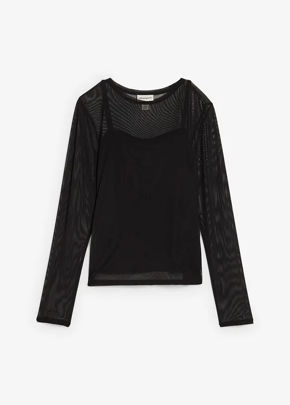 Långärmad topp i mesh, bonprix