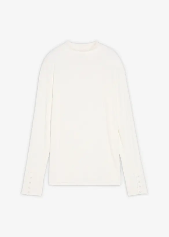 Ribbstickad topp med långa ärmar, bonprix