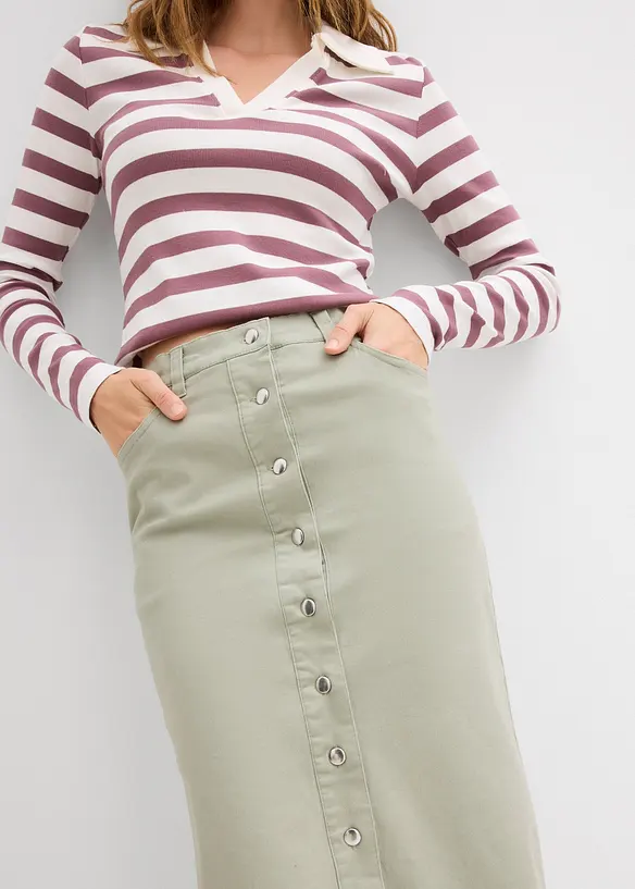 Midikjol av twill, bonprix
