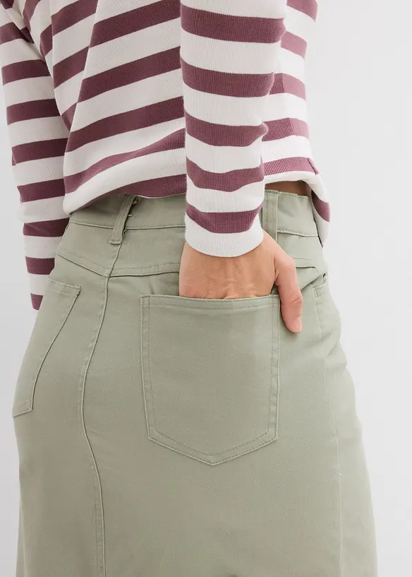 Midikjol av twill, bonprix