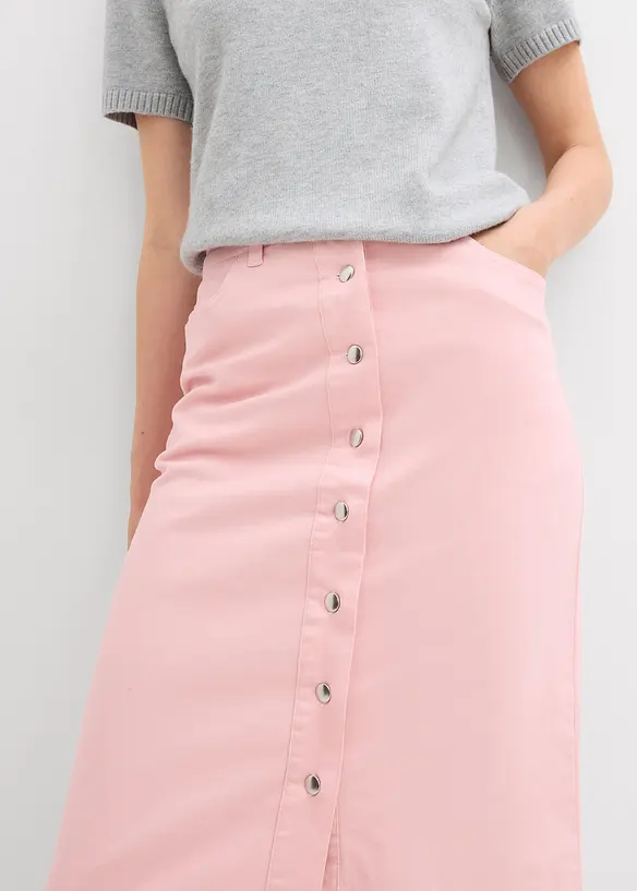 Midikjol av twill, bonprix