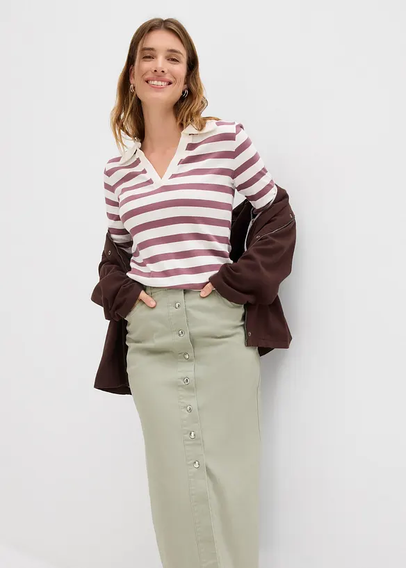 Midikjol av twill, bonprix
