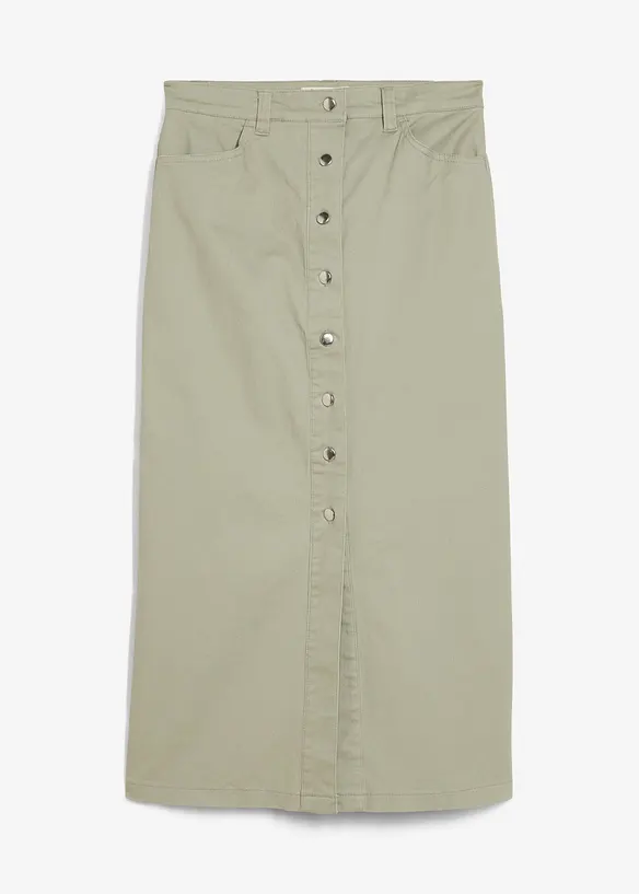 Midikjol av twill, bonprix