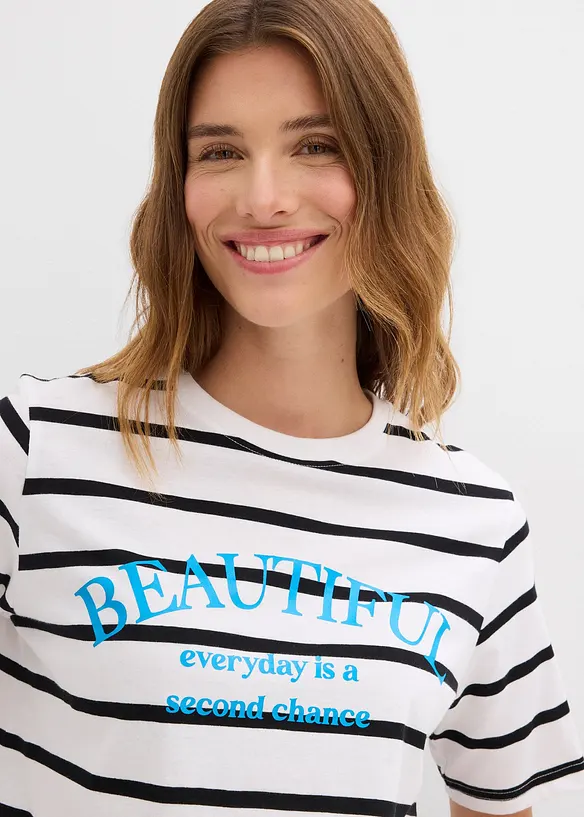 Randig T-shirt av ren bomull, bonprix