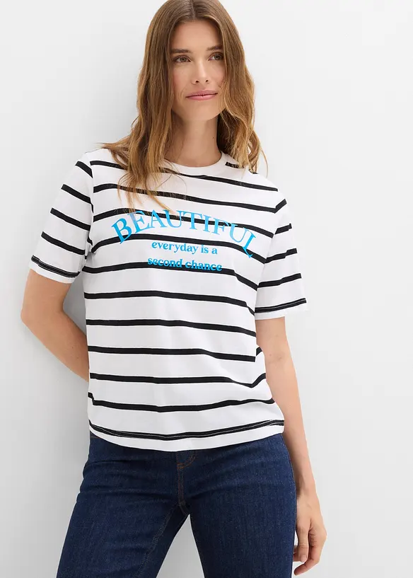 Randig T-shirt av ren bomull, bonprix