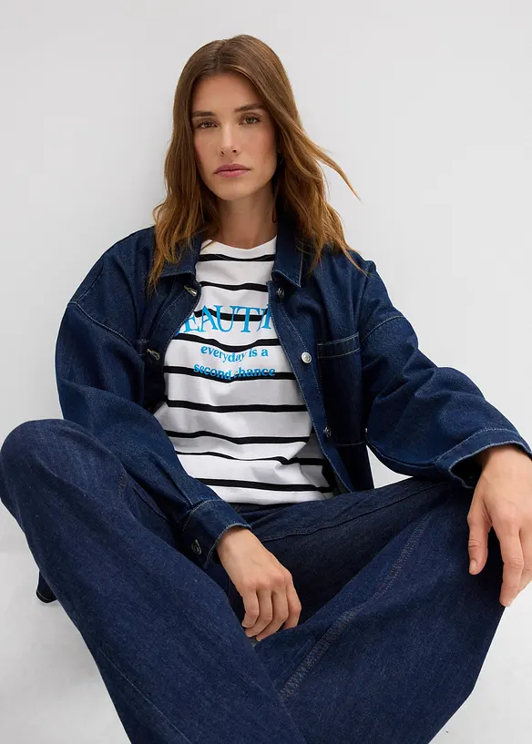 Randig T-shirt av ren bomull, bonprix