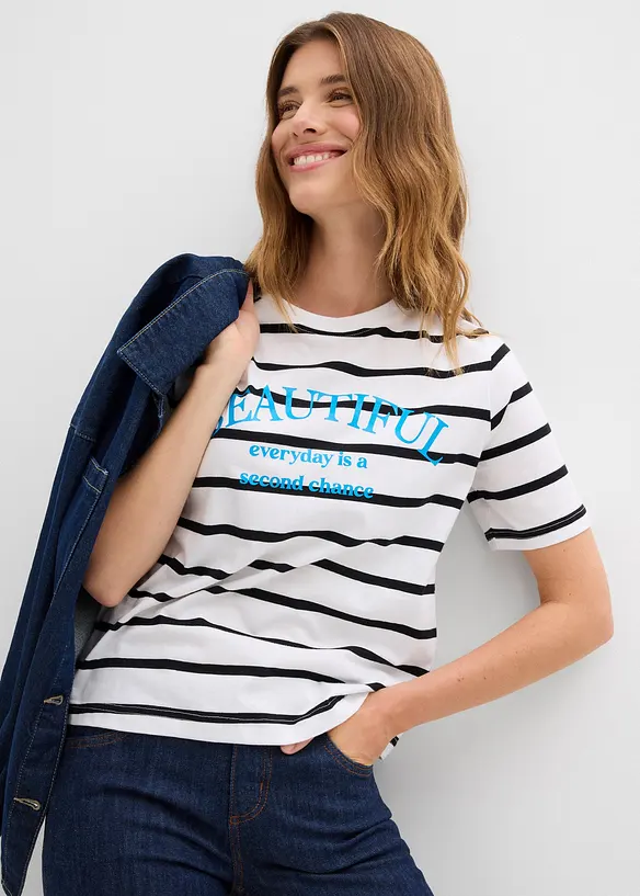 Randig T-shirt av ren bomull, bonprix