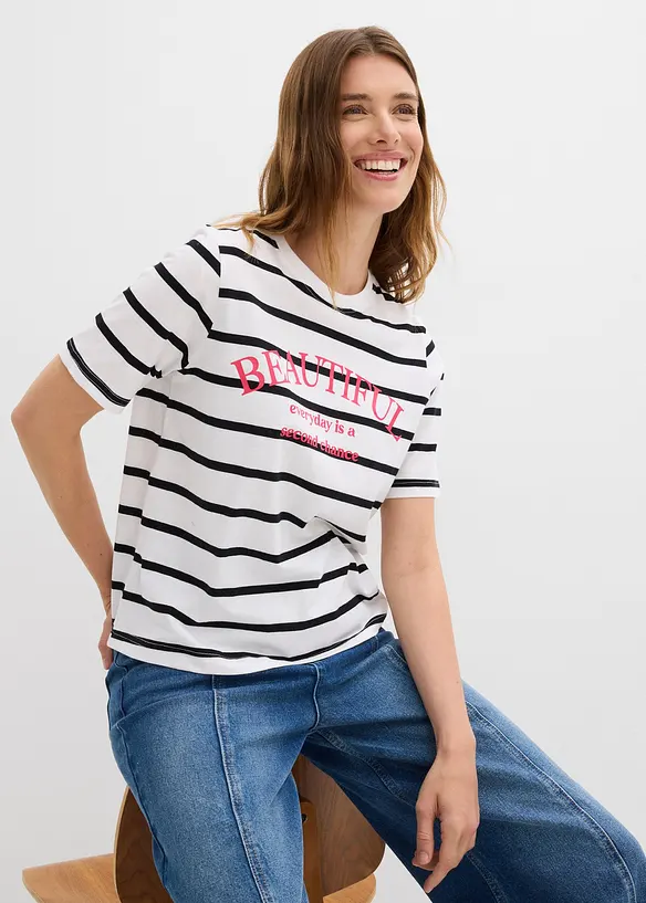 Randig T-shirt av ren bomull, bonprix