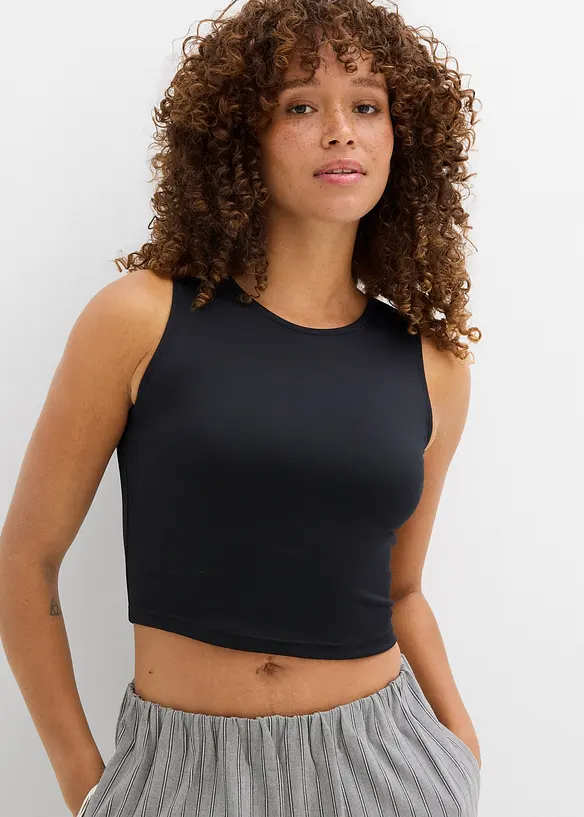 Croppad topp i figurnära modell (2-pack), bonprix