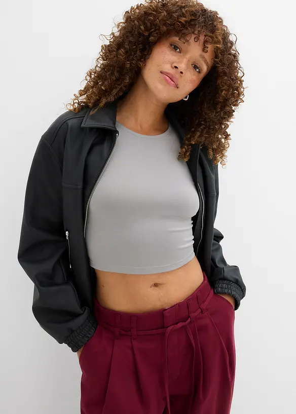 Croppad topp i figurnära modell (2-pack), bonprix