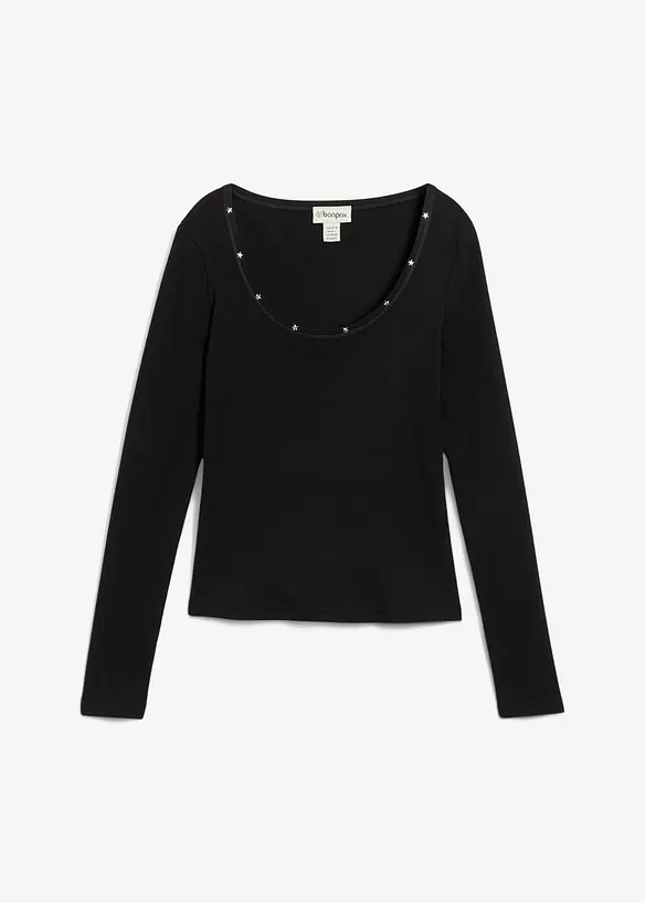 Ribbstickad topp av ekologisk bomull, bonprix