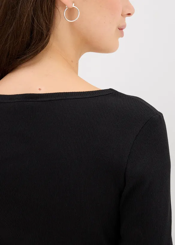 Ribbstickad topp av ekologisk bomull, bonprix