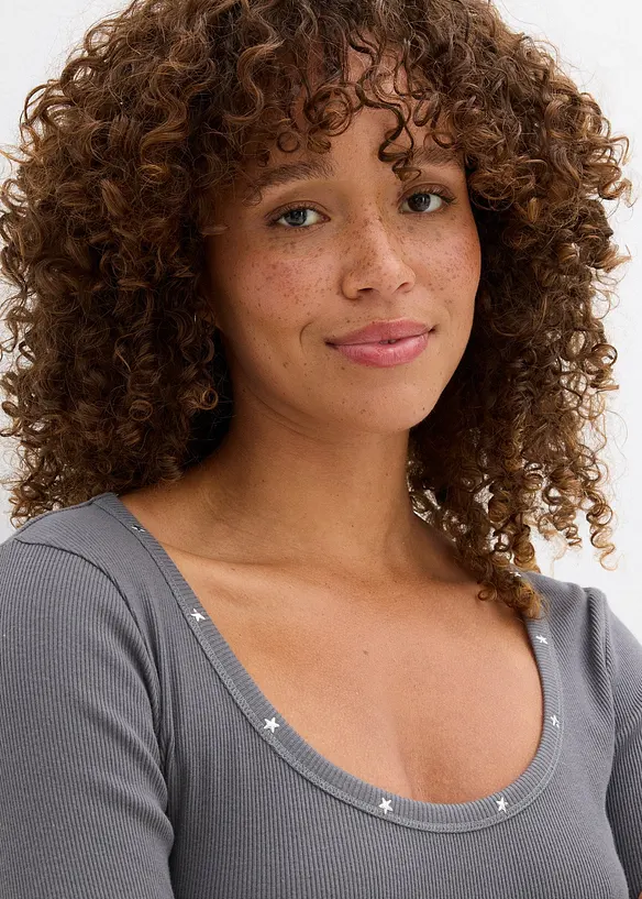 Ribbstickad topp av ekologisk bomull, bonprix