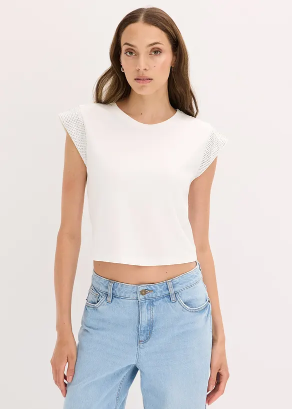 Topp med axelvaddar, bonprix