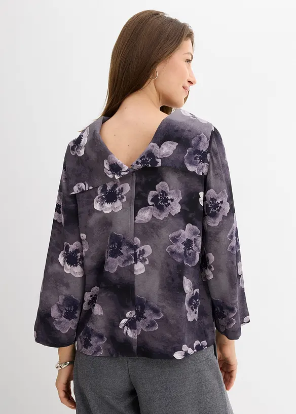 Blus i kräppat material med struktur, bonprix