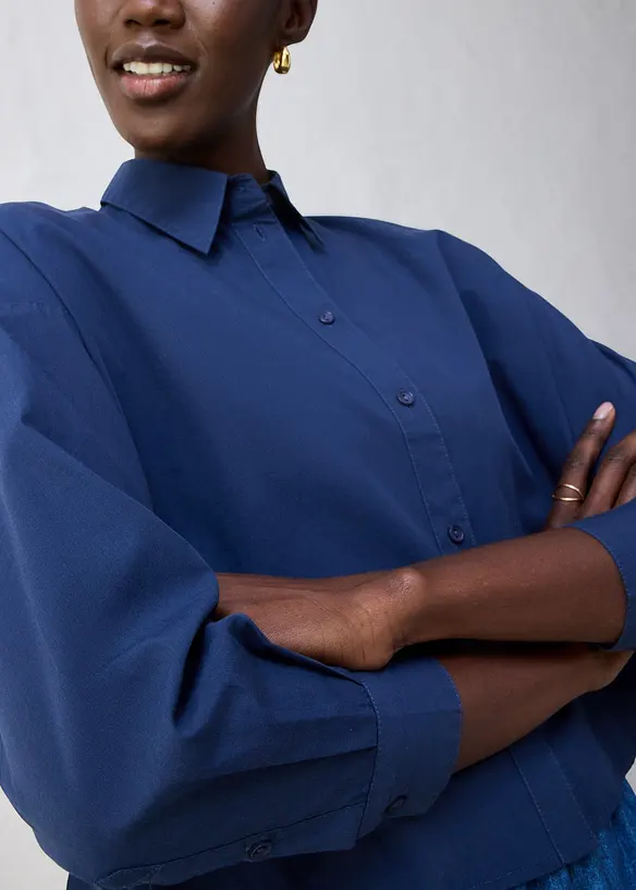 Skjortblus i oversizemodell med siden, bonprix
