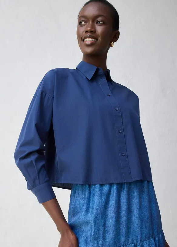 Skjortblus i oversizemodell med siden, bonprix