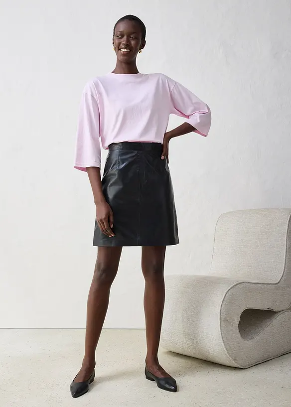 Utställd topp med silke, bonprix