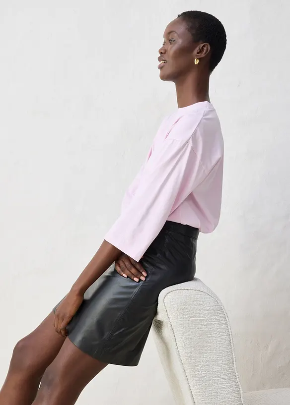 Utställd topp med silke, bonprix