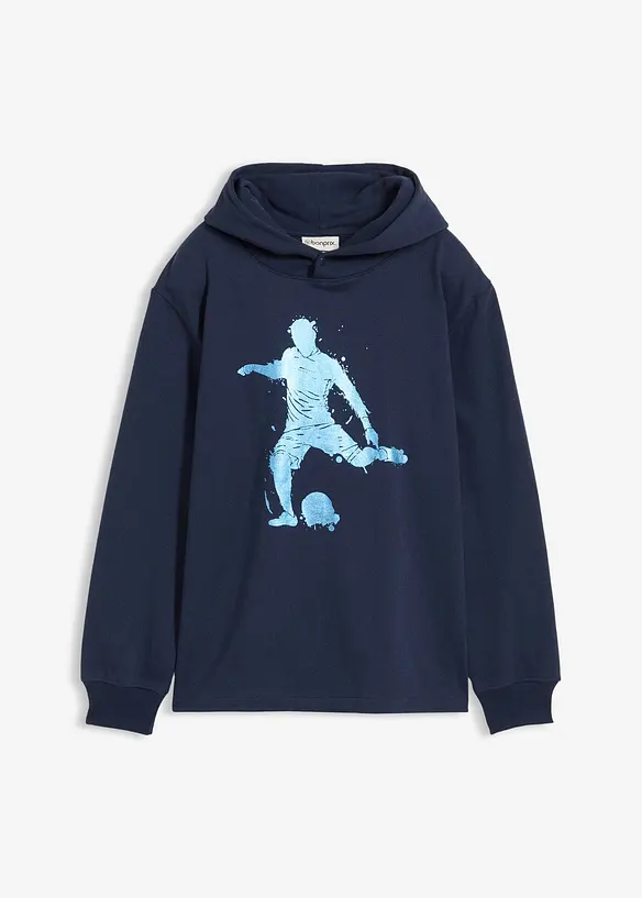 Sweatshirt med huva i mjuk bomullsmix, bonprix