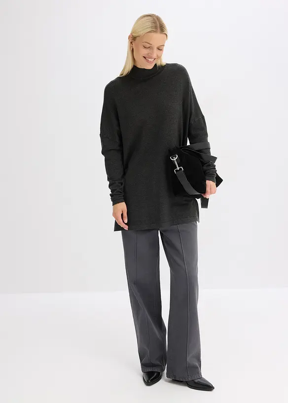 Tröja med poncholook i mjuk viskosmix, bonprix